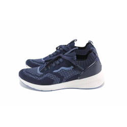 Сини дамски маратонки, текстилна материя - всекидневни обувки за пролетта и лятото N 100023196