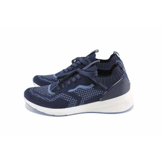 Сини дамски маратонки, текстилна материя - всекидневни обувки за пролетта и лятото N 100023196