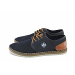 Сини мъжки обувки, текстилна материя - ежедневни обувки за пролетта и лятото N 100023201