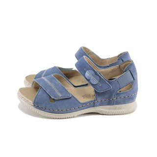 Сини дамски сандали, естествен велур - всекидневни обувки за лятото N 100023235