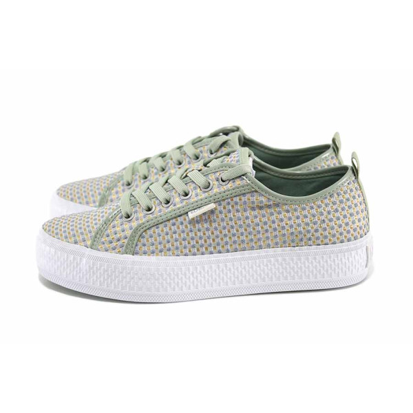 Зелени дамски кецове, текстилна материя - спортни обувки за пролетта и лятото N 100023279
