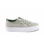 Зелени дамски кецове, текстилна материя - спортни обувки за пролетта и лятото N 100023279