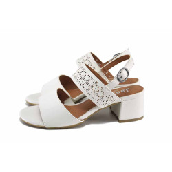 Бели анатомични дамски сандали, здрава еко-кожа - всекидневни обувки за пролетта и лятото N 100023280