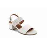 Бели дамски сандали, здрава еко-кожа - всекидневни обувки за пролетта и лятото N 100023280