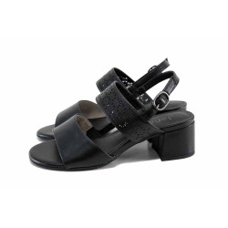 Черни анатомични дамски сандали, здрава еко-кожа - ежедневни обувки за пролетта и лятото N 100023281