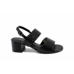 Черни дамски сандали, здрава еко-кожа - ежедневни обувки за пролетта и лятото N 100023281