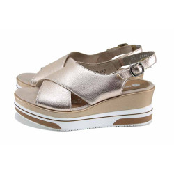 Розови анатомични дамски сандали, естествена кожа - всекидневни обувки за лятото N 100023314