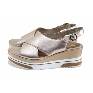 Розови анатомични дамски сандали, естествена кожа - всекидневни обувки за лятото N 100023314