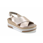 Розови дамски сандали, естествена кожа - всекидневни обувки за лятото N 100023314