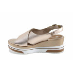 Розови дамски сандали, естествена кожа - всекидневни обувки за лятото N 100023314