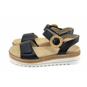 Черни анатомични дамски сандали, естествена кожа - ежедневни обувки за лятото N 100023316