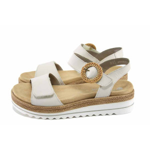 Бежови анатомични дамски сандали, естествена кожа - ежедневни обувки за лятото N 100023318