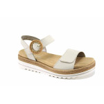 Бежови дамски сандали, естествена кожа - ежедневни обувки за лятото N 100023318