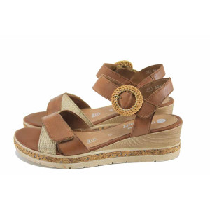 Кафяви анатомични дамски сандали, естествена кожа - ежедневни обувки за лятото N 100023320