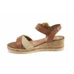 Кафяви дамски сандали, естествена кожа - ежедневни обувки за лятото N 100023320