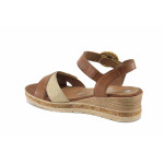Кафяви дамски сандали, естествена кожа - ежедневни обувки за лятото N 100023320