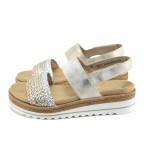 Бежови дамски сандали, естествена кожа - ежедневни обувки за лятото N 100023321