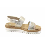 Бежови дамски сандали, естествена кожа - ежедневни обувки за лятото N 100023321