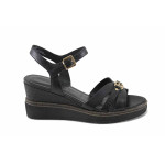 Черни дамски сандали, естествена кожа - всекидневни обувки за лятото N 100023322