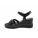 Черни дамски сандали, естествена кожа - всекидневни обувки за лятото N 100023322