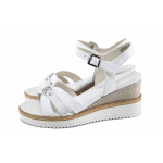 Бели дамски сандали, естествена кожа - всекидневни обувки за лятото N 100023323
