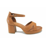 Кафяви дамски сандали, здрава еко-кожа - елегантни обувки за лятото N 100023325