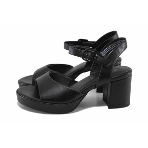 Черни анатомични дамски сандали, здрава еко-кожа - елегантни обувки за лятото N 100023326