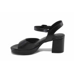 Черни дамски сандали, здрава еко-кожа - елегантни обувки за лятото N 100023326