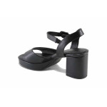 Черни дамски сандали, здрава еко-кожа - елегантни обувки за лятото N 100023326