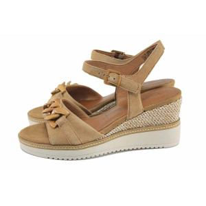 Кафяви дамски сандали, естествена кожа - всекидневни обувки за лятото N 100023342