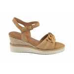 Кафяви дамски сандали, естествена кожа - всекидневни обувки за лятото N 100023342