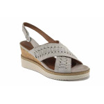 Светлосиви дамски сандали, естествен набук - всекидневни обувки за лятото N 100023350