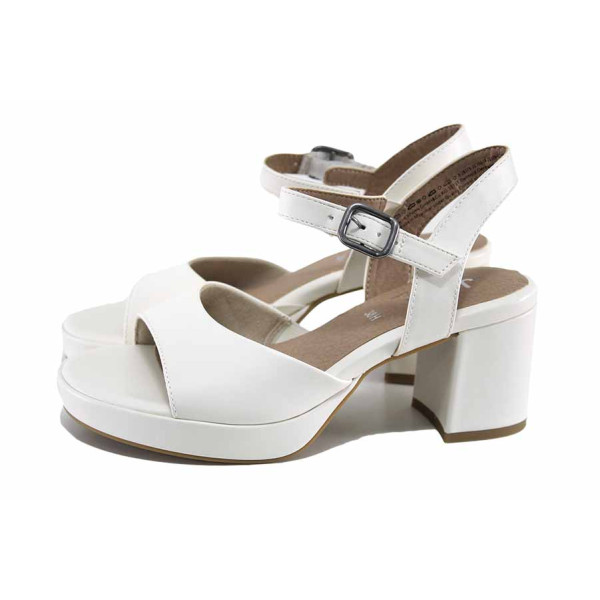 Бели дамски сандали, здрава еко-кожа - официални обувки за лятото N 100023351
