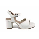 Бели дамски сандали, здрава еко-кожа - официални обувки за лятото N 100023351
