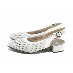 Бели дамски сандали, естествена кожа перфорирана - всекидневни обувки за лятото N 100023438