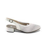 Бели дамски сандали, естествена кожа перфорирана - всекидневни обувки за лятото N 100023438