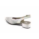 Бели дамски сандали, естествена кожа перфорирана - всекидневни обувки за лятото N 100023438