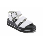 Бели дамски сандали, естествена кожа - ежедневни обувки за лятото N 100023439