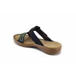 Сини дамски чехли, здрава еко-кожа - ежедневни обувки за лятото N 100023441