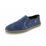 Сини мъжки обувки, естествен велур - ежедневни обувки за пролетта и лятото N 100023443