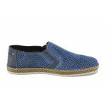 Сини мъжки обувки, естествен велур - ежедневни обувки за пролетта и лятото N 100023443