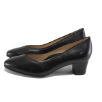 Черни дамски обувки със среден ток, естествена кожа - официални обувки за целогодишно ползване N 100023475
