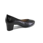 Черни дамски обувки със среден ток, естествена кожа - официални обувки за целогодишно ползване N 100023475