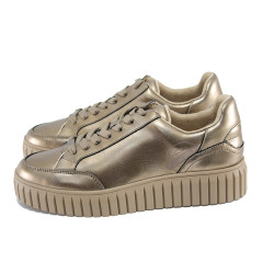 Бежови анатомични спортни дамски обувки, здрава еко-кожа - всекидневни обувки за целогодишно ползване N 100023477