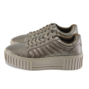 Сиви анатомични спортни дамски обувки, здрава еко-кожа - всекидневни обувки за целогодишно ползване N 100023479