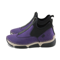 Лилави дамски боти, еко-кожа и текстилна материя - ежедневни обувки за есента и зимата N 100023483