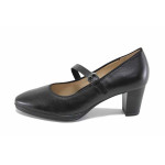 Черни дамски обувки с висок ток, естествена кожа - всекидневни обувки за пролетта и есента N 100023487