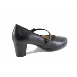Черни дамски обувки с висок ток, естествена кожа - всекидневни обувки за пролетта и есента N 100023487