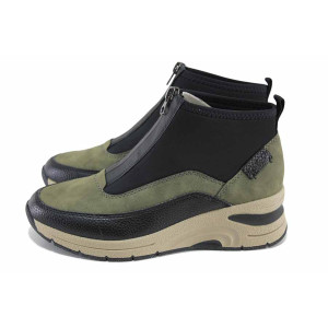 Зелени дамски боти, еко-кожа и текстилна материя - спортни обувки за есента и зимата N 100023494