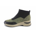 Зелени дамски боти, еко-кожа и текстилна материя - спортни обувки за есента и зимата N 100023494